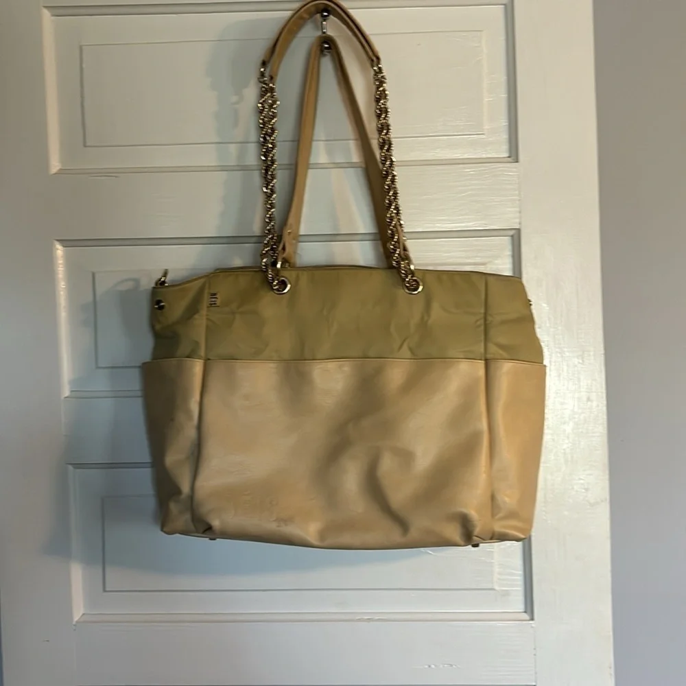 Beis Tan Leather Diaper Bag